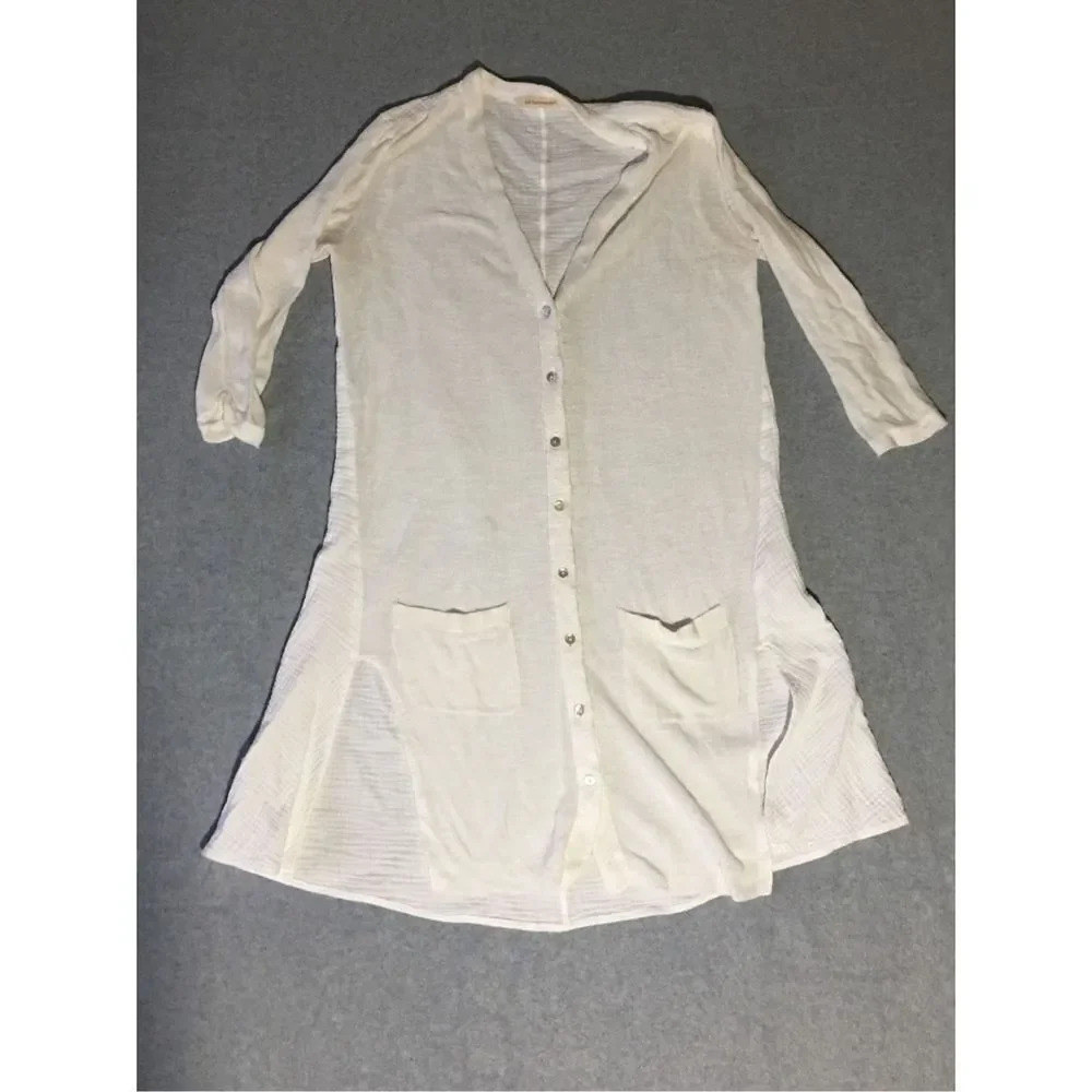 Womens Soft Surroundings Cardigan Size XS White Long Lightweight Soft Spring